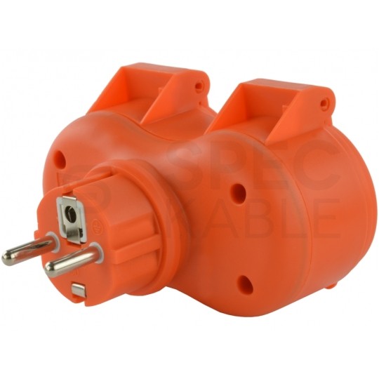 Rozgałęźnik sieciowy na 2 gniazda [2P+Z] 230V 16A pomarańczowy IP44 ECO