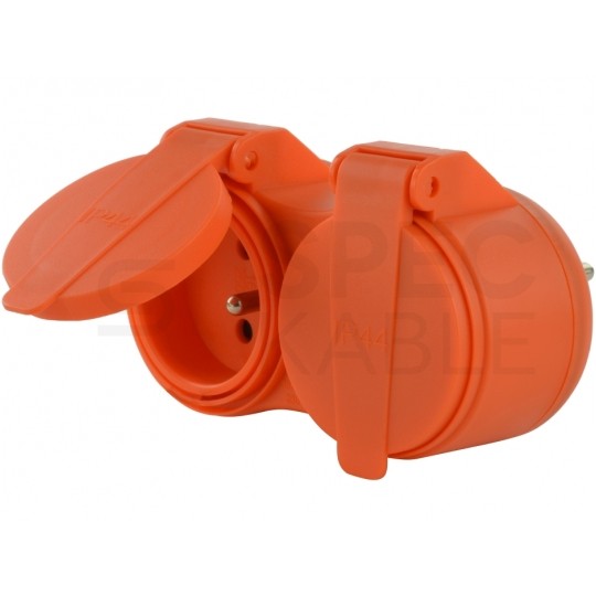 Rozgałęźnik sieciowy na 2 gniazda [2P+Z] 230V 16A pomarańczowy IP44 ECO