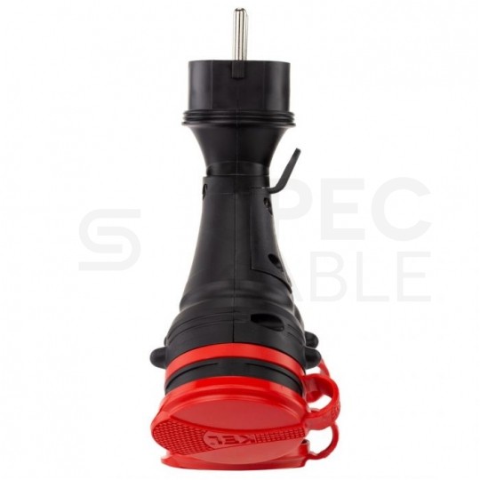 Rozgałęźnik sieciowy na 3 gniazda [2P+Z] 230V 16A czarno-czerwony IP54 EXTREM X3