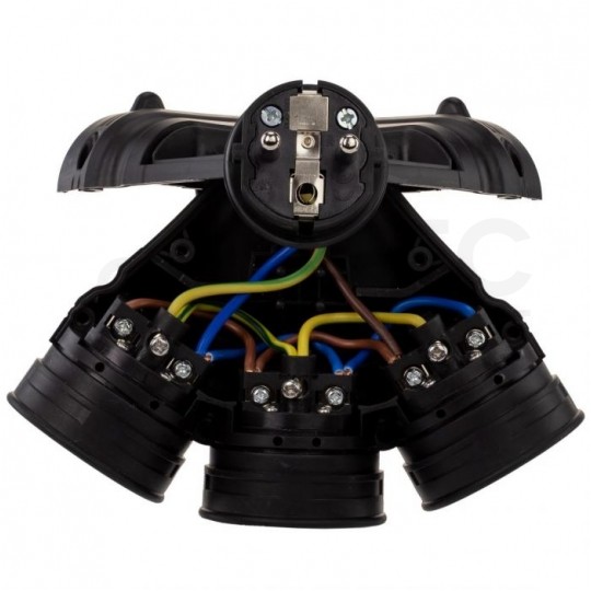 Rozgałęźnik sieciowy na 3 gniazda [2P+Z] 230V 16A czarno-czerwony IP54 EXTREM X3