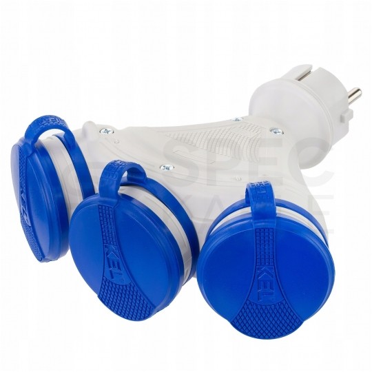 Rozgałęźnik sieciowy na 3 gniazda [2P+Z] 230V 16A szaro-niebieski IP54 EXTREM X3