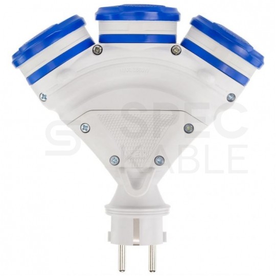 Rozgałęźnik sieciowy na 3 gniazda [2P+Z] 230V 16A szaro-niebieski IP54 EXTREM X3