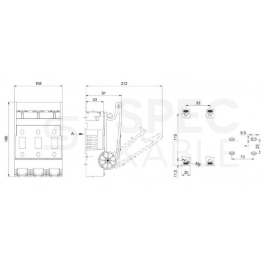 Rozłącznik bezpiecznikowy klatkowy DH00-160/30 160A 3 polowy IP30 HEDO DH00-160
