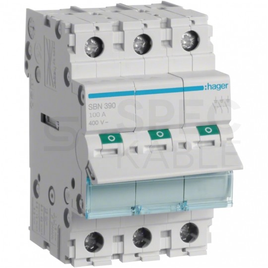 Rozłącznik izolacyjny 100A 3-biegunowy 3P (400V AC) 3-modułowy HAGER