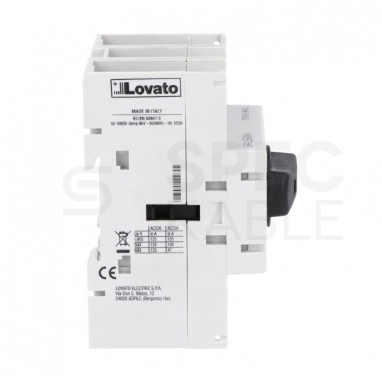 Rozłącznik izolacyjny z pokrętłem 125A 45kW 3-biegunowy 3P (690V AC) GA125A LOVATO