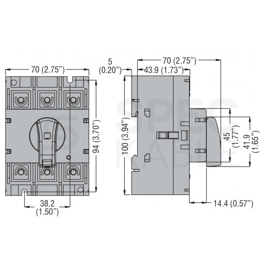 Rozłącznik izolacyjny z pokrętłem 160A 45kW 3-biegunowy 3P (690V AC) GA160A LOVATO
