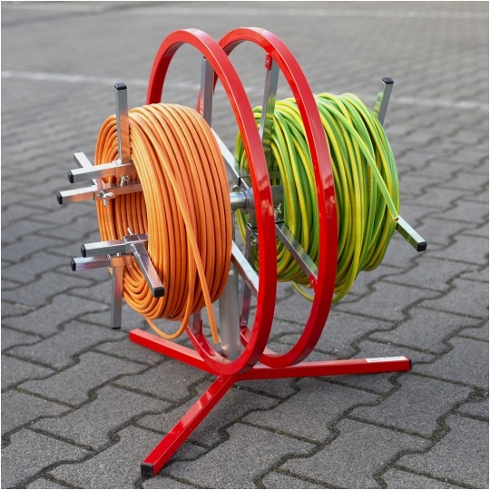 Rozwijak uniwersalny stalowy do kabli i przewodów pionowy podwójny fi: 55cm