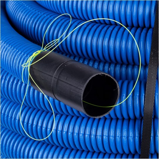 Rura karbowana AROT 40mm dwuwarstwowa osłonowa do ziemi peszel z pilotem 450N HDPE niebieska 50m RDG ELMARK