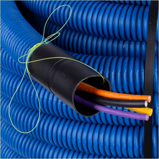 Rura karbowana AROT 75mm dwuwarstwowa osłonowa do ziemi peszel z pilotem 450N HDPE niebieska 25m RDG ELMARK