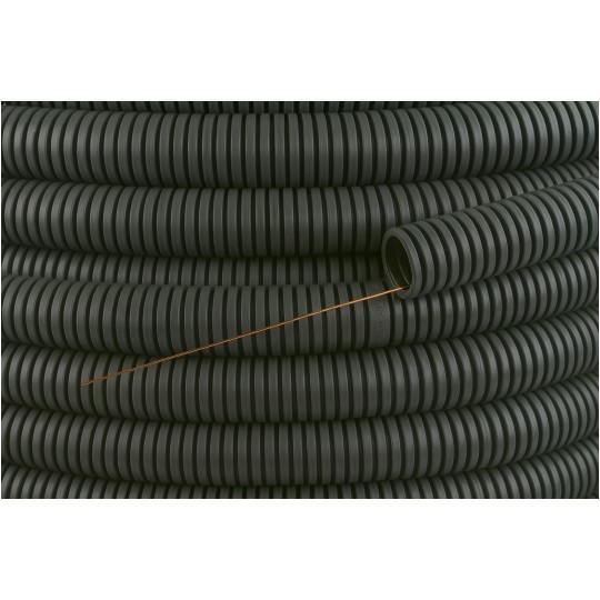 Rura karbowana elektroinstalacyjna 20/14,1mm giętka peszel z pilotem 750N bezhalogenowa, grafitowa 100m TUBIFOR