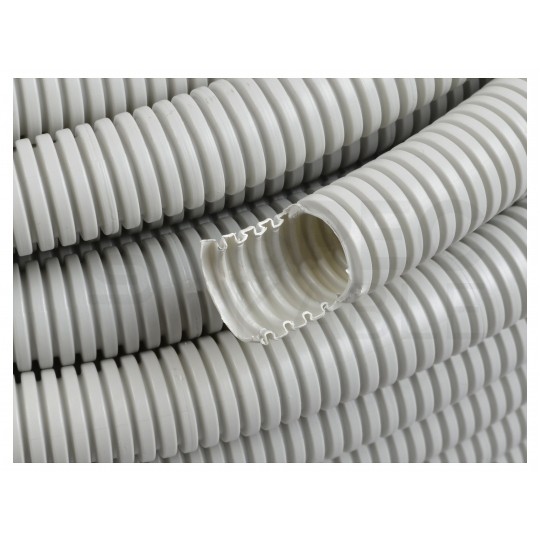 Rura karbowana elektroinstalacyjna 20/14,1mm giętka samogasnąca peszel bez pilota 320N PVC UV szara 100m TUBIFOR