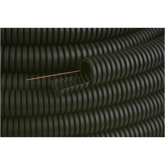 Rura karbowana elektroinstalacyjna 40/32,4mm giętka peszel z pilotem 750N bezhalogenowa, grafitowa 25m TUBIFOR