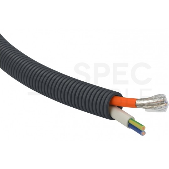 Rura karbowana elektroinstalacyjna 50/41,2mm giętka peszel z pilotem 750N bezhalogenowa, grafitowa 25m TUBIFOR