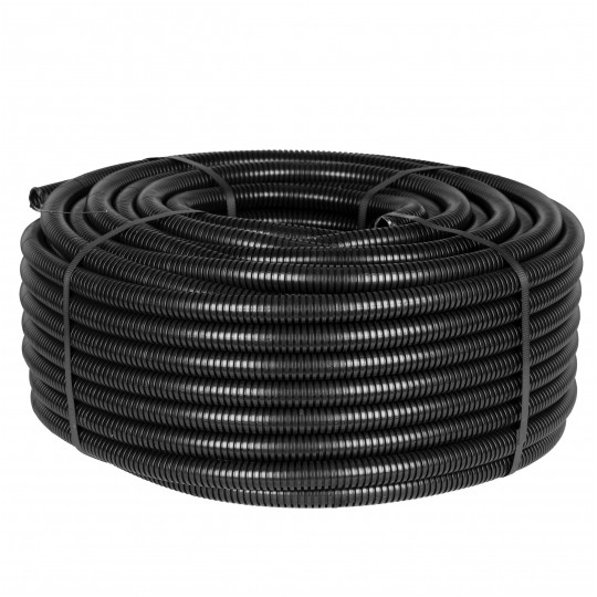 Rura karbowana elektroinstalacyjna FK15 20/14mm giętka samogasnąca peszel z pilotem 750N PVC UV czarna 100m GEWISS