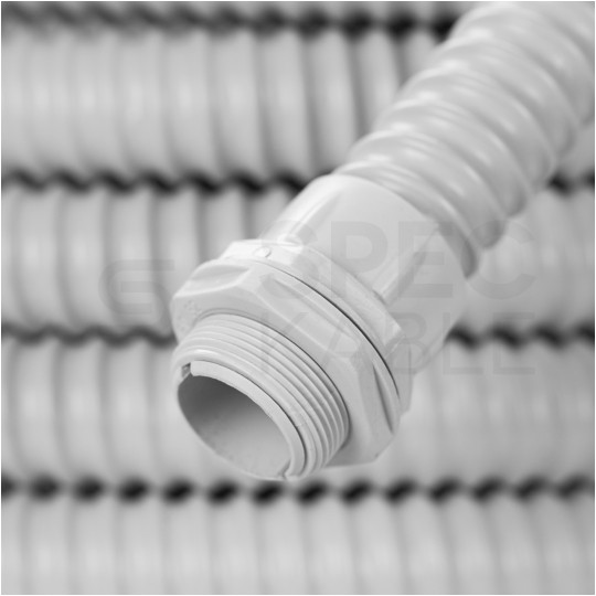 Rura karbowana elektroinstalacyjna GUS (RSF) 10mm wzmocniona spiralą giętka samogasnąca peszel elastyczny 320N PVC UV szara 30m TUBIFOR