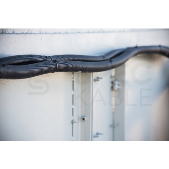 Rura karbowana elektroinstalacyjna GUS (RSF) 38/32mm wzmocniona spiralą giętka samogasnąca peszel elastyczny 320N PVC UV czarna 30m