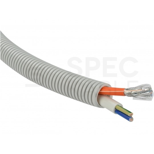 Rura karbowana elektroinstalacyjna RKGL 16/11mm giętka samogasnąca peszel z pilotem 320N PVC UV szara 25m