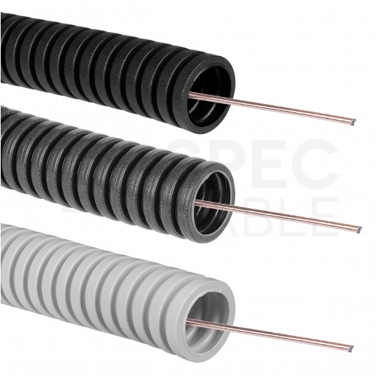 Rura karbowana elektroinstalacyjna RKSSP 20/16mm giętka samogasnąca peszel z pilotem 750N PVC grafitowa 100m