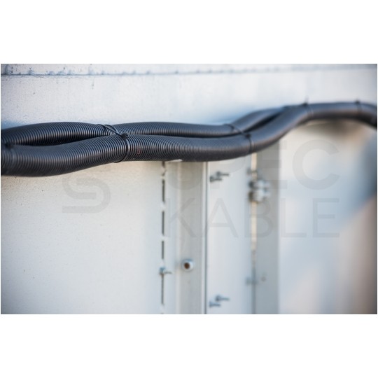 Rura karbowana elektroinstalacyjna RKSSP 25/20mm giętka samogasnąca peszel z pilotem 750N PVC grafitowa 100m