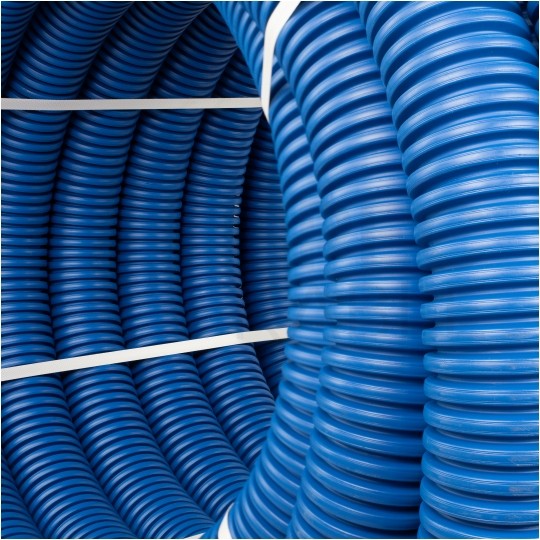 Rura karbowana elektroinstalacyjna RODK DVR 40/32mm dwuwarstwowa do ziemi peszel z pilotem AROT 450N HDPE niebieska 50m