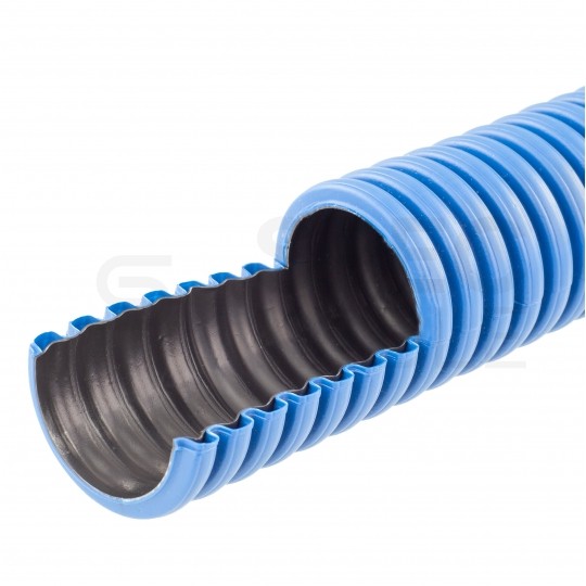 Rura karbowana elektroinstalacyjna RODK DVR 40/32mm dwuwarstwowa do ziemi peszel z pilotem AROT 450N HDPE niebieska 50m