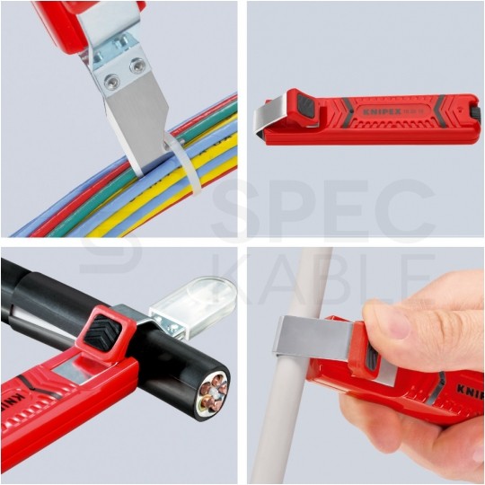Ściągacz izolacji 130mm uniwersalny 4-16mm do kabli okrągłych KNIPEX 16 20 16 SB