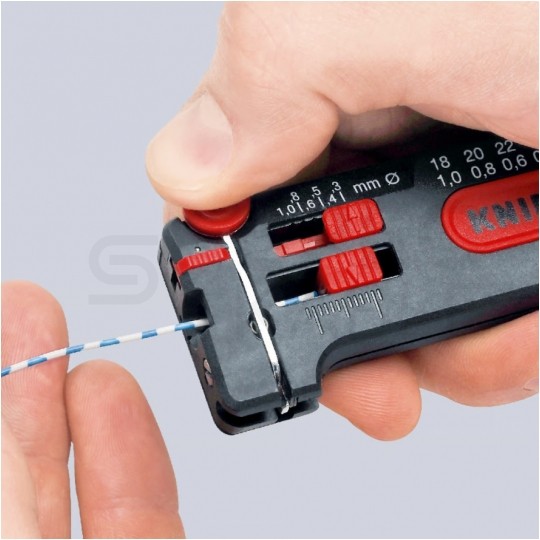 Ściągacz izolacji uniwersalny 0,12-0,4mm MINI nastawny do cienkich przewodów KNIPEX 12 80 040 SB