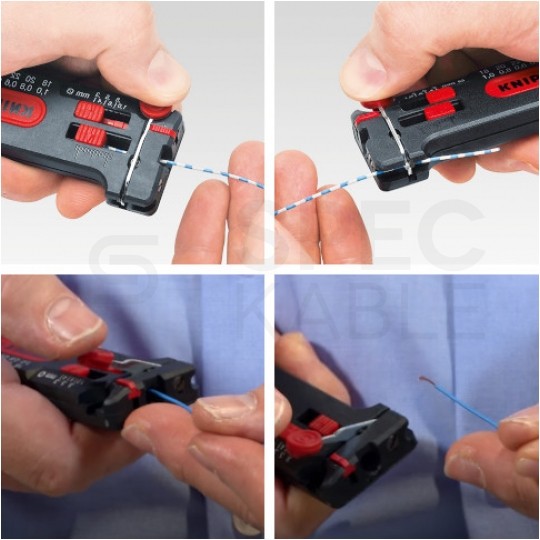 Ściągacz izolacji uniwersalny 0,3-1,0mm MINI nastawny do cienkich przewodów KNIPEX 12 80 100 SB