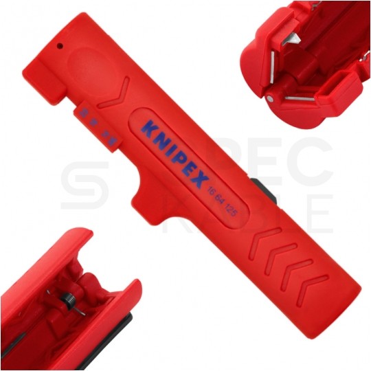 Ściągacz izolacji uniwersalny typu Allrounder do kabli okrągłych 4-13mm oraz płaskich do 12mm KNIPEX 16 64 125 SB