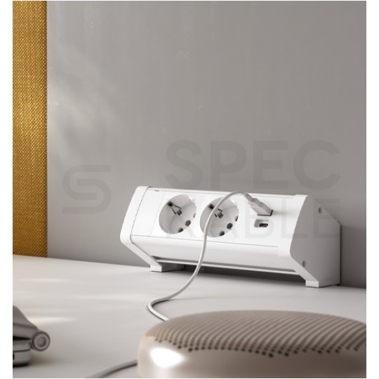 Simon 480 Listwa zasilająca na 3 gniazda + 2 gniazda USB (typ A + typ C) biała