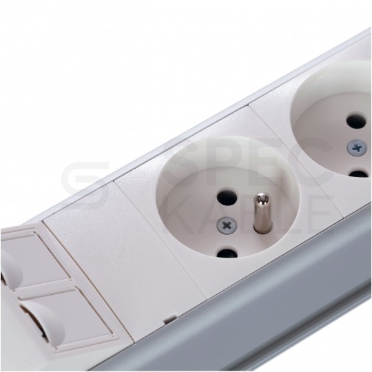 Simon 480 Listwa zasilająca na 4 gniazda (2x DATA) + 2 gniazda RJ45 biała