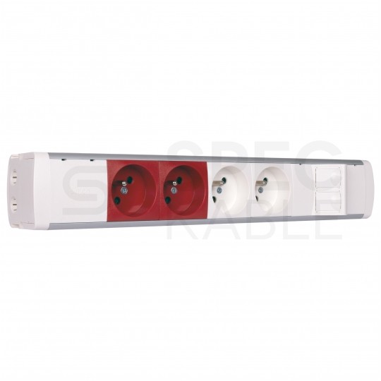 Simon 480 Listwa zasilająca na 4 gniazda (2x DATA) + 2 gniazda RJ45 biała