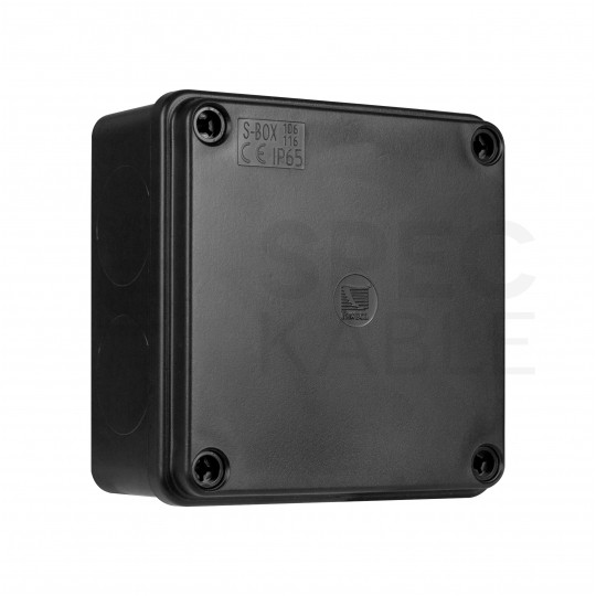 Skrzynka hermetyczna IP65 puszka instalacyjna 100x100x50mm bezhalogenowa czarna UV S-BOX 116C