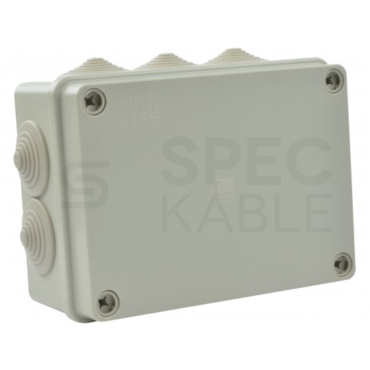 Skrzynka hermetyczna IP65 Puszka instalacyjna 120x80x50mm bezhalogenowa szara z dławikami PG21 S-BOX 206