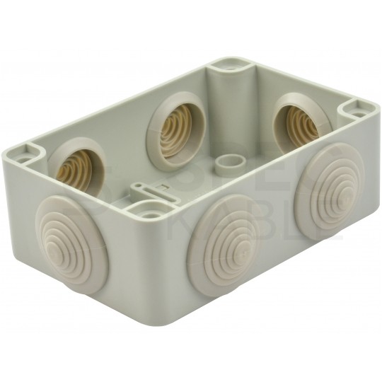 Skrzynka hermetyczna IP65 Puszka instalacyjna 120x80x50mm bezhalogenowa szara z dławikami PG21 S-BOX 206
