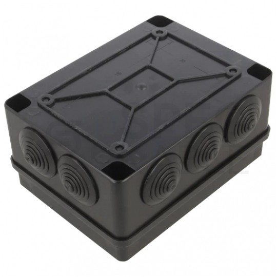 Skrzynka hermetyczna IP65 Puszka instalacyjna 150x110x70mm bezhalogenowa czarna z dławikami PG21 S-BOX 306c