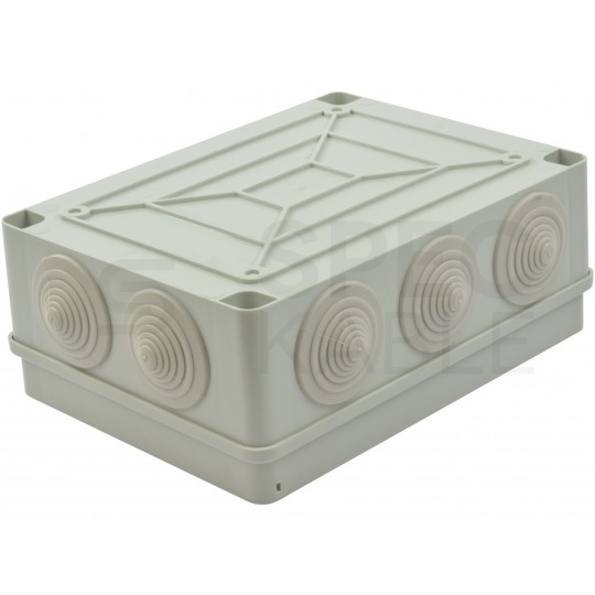 Skrzynka hermetyczna IP65 Puszka instalacyjna 190x140x70mm bezhalogenowa szara z dławikami PG29 S-BOX 406