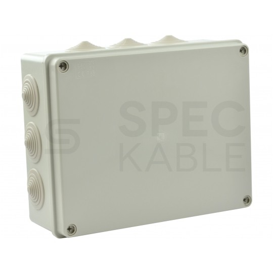 Skrzynka hermetyczna IP65 Puszka instalacyjna 240x190x90mm bezhalogenowa szara z dławikami PG29 S-BOX 506