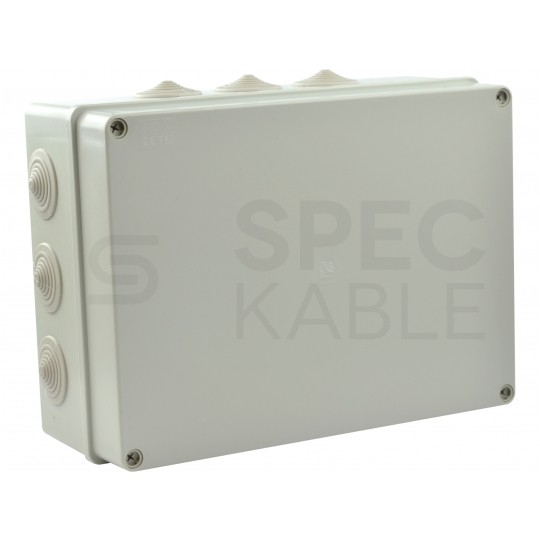 Skrzynka hermetyczna IP65 Puszka instalacyjna 300x220x120mm bezhalogenowa szara z dławikami PG29 S-BOX 606