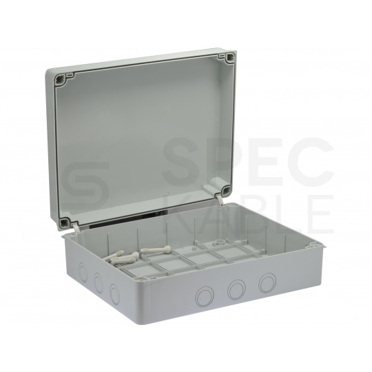 Skrzynka hermetyczna IP65 Puszka instalacyjna 380x300x120mm bezhalogenowa szara S-BOX 716