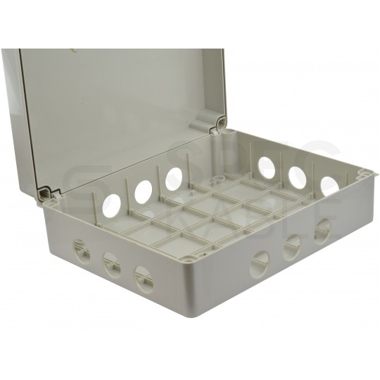 Skrzynka hermetyczna IP65 Puszka instalacyjna 380x300x120mm bezhalogenowa szara z dławikami PG29 S-BOX 706