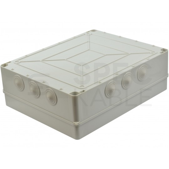 Skrzynka hermetyczna IP65 Puszka instalacyjna 380x300x120mm bezhalogenowa szara z dławikami PG29 S-BOX 706