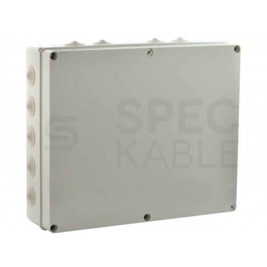 Skrzynka hermetyczna IP65 Puszka instalacyjna 460x380x120mm bezhalogenowa szara z dławikami PG29 S-BOX 806