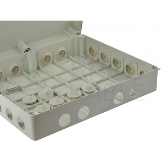 Skrzynka hermetyczna IP65 Puszka instalacyjna 460x380x120mm bezhalogenowa szara z dławikami PG29 S-BOX 806