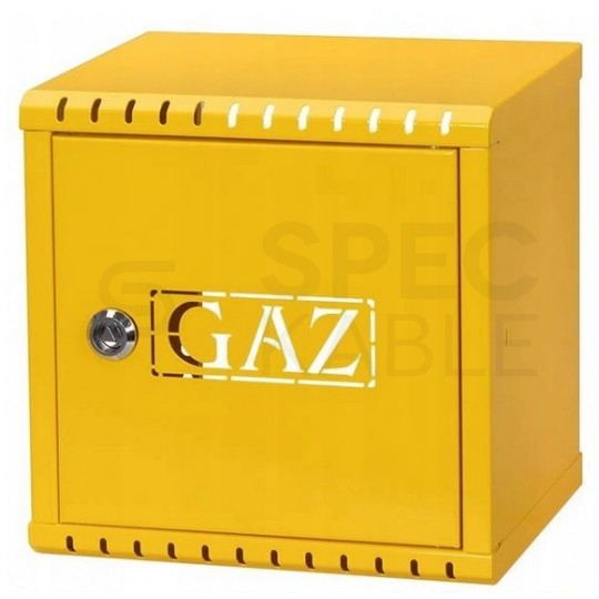 Skrzynka szafka gazowa nierdzewna żółta 250x250x150mm + kluczyk bezpieczeństwa