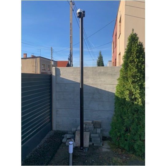 Słup oświetleniowy, maszt do kamer fi: 76mm 3m podstawa 150x150x6mm czarny MASTER LED