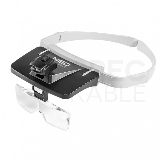 Soczewki powiększające lupa nagłowna z oświetleniem + 5 soczewek w walizce LED NEO 06-130