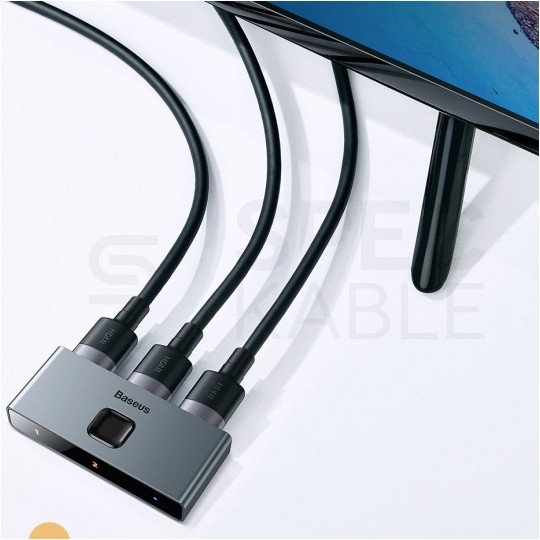 Splitter HDMI 1.4 Rozgałęźnik 1x wejście / 2x wyjście 4K@30 Ultra HD dwukierunkowy BASEUS CAHUB-BC0G
