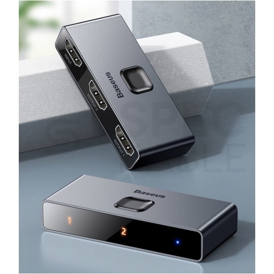 Splitter HDMI 1.4 Rozgałęźnik 1x wejście / 2x wyjście 4K@30 Ultra HD dwukierunkowy BASEUS CAHUB-BC0G