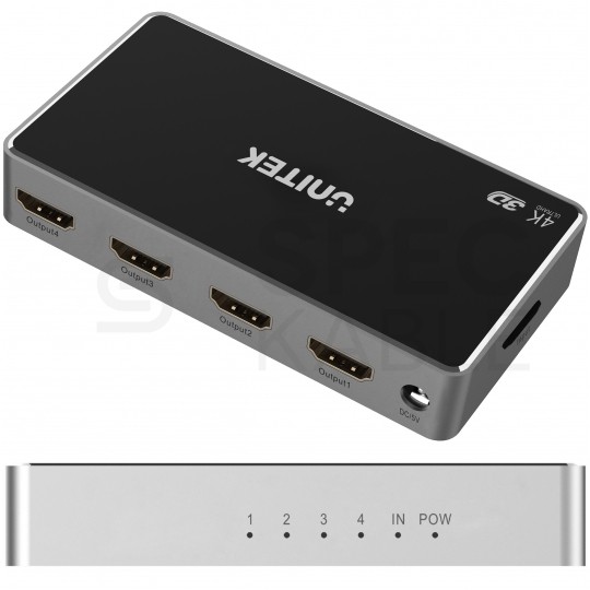 Splitter HDMI 1.4b Rozgałęźnik 1x wejście / 4x wyjście 4K@30 Ultra HD UNITEK V1109A